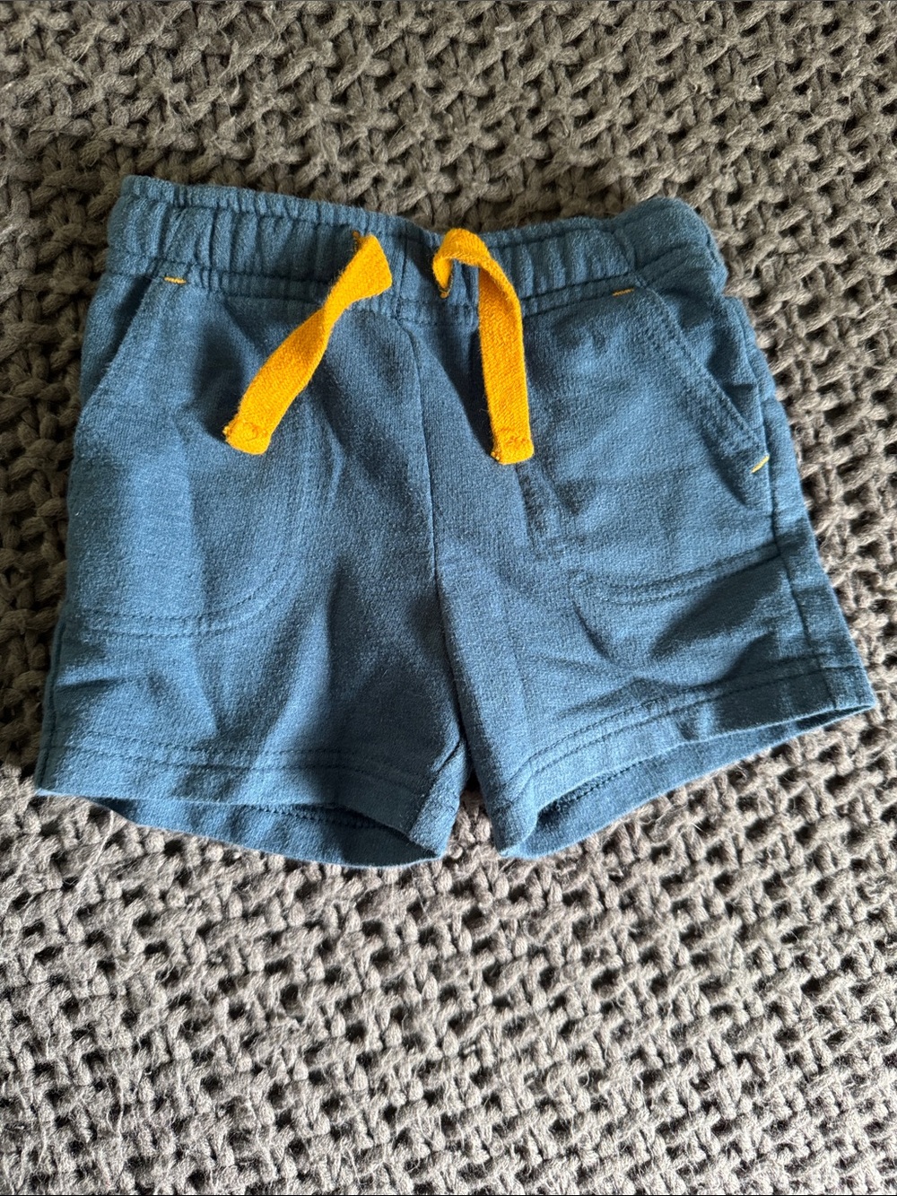 Cat & Jack Blue Knit Shorts with Yellow Drawstring